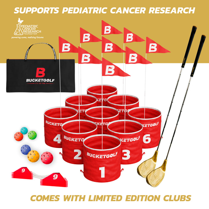 Limited Edition Gold BucketGolf 9 Hole bundle – Supporting the Pediatric Cancer Research Foundation