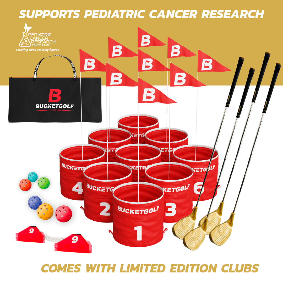 Limited Edition Gold BucketGolf 9 Hole bundle – Supporting the Pediatric Cancer Research Foundation