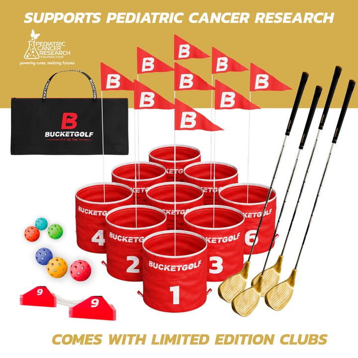 Limited Edition Gold BucketGolf 9 Hole bundle – Supporting the Pediatric Cancer Research Foundation
