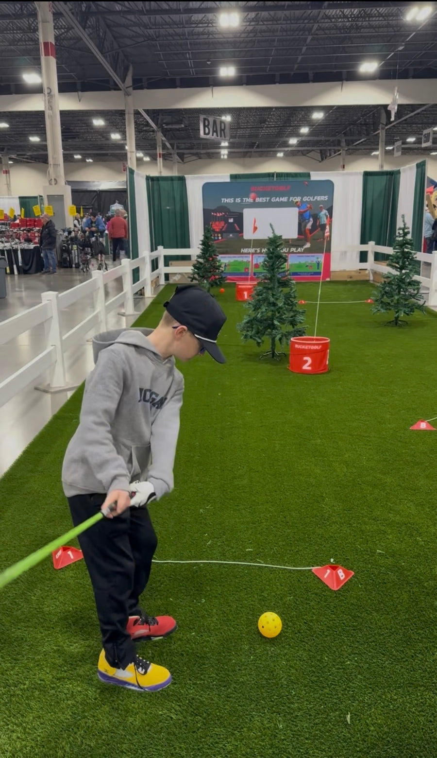 Trees, slopes, and lawn chairs become hazards.