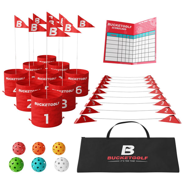 BucketGolf Game | 9 Hole Portable Backyard Yard Golf Game