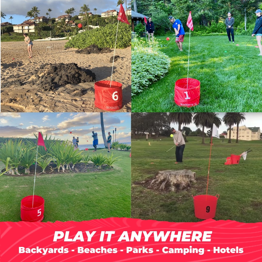 BucketGolf Game | Portable 6 Hole BackYard Golf Game For Outdoor ...